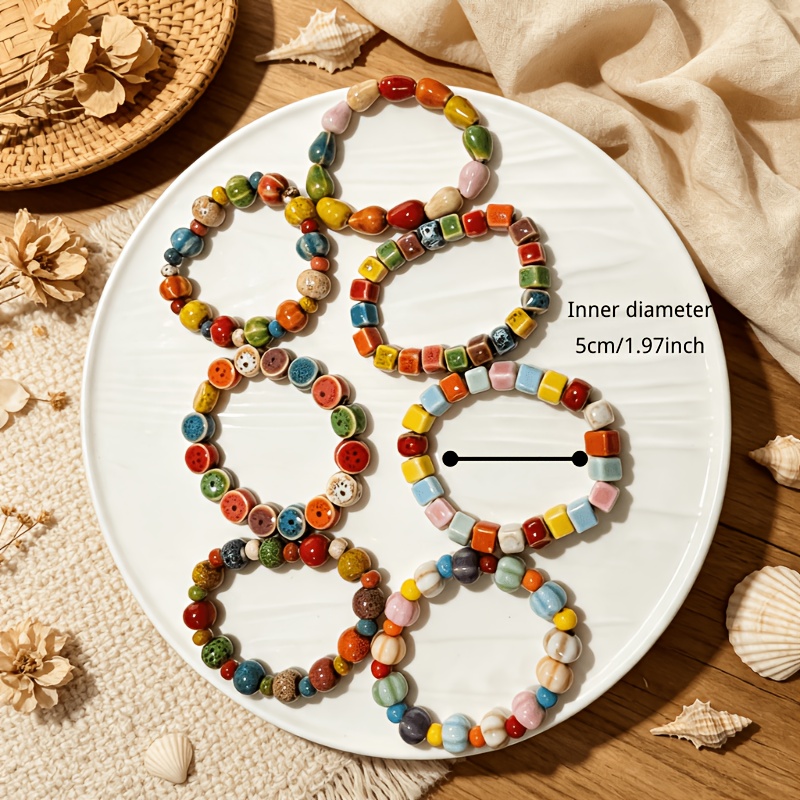 7pcs Handmade Vintage Bohemian Ceramic Bracelet Set for Women